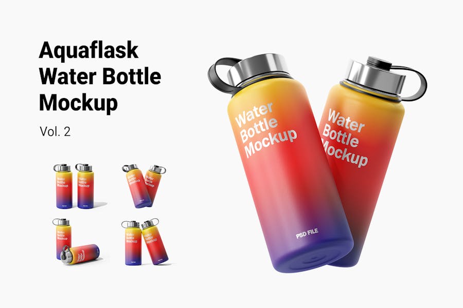 Aquaflask Water Bottle Mockup Vol.2, Product Mockups, Scene Generators ft. bottle