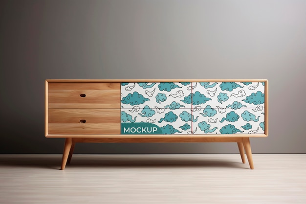 Wooden furniture mockup design