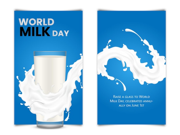 A poster for world milk day with a glass of milk.