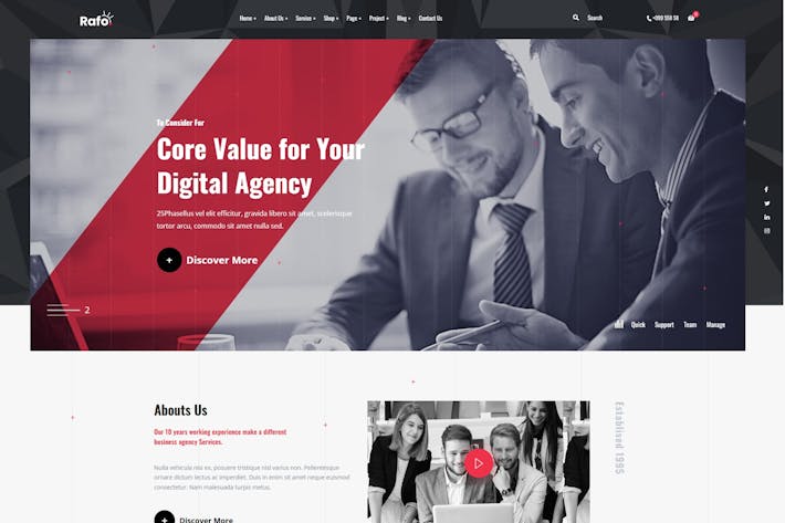 Rafo – Digital Agency WordPress Theme, WP Themes ft. agency