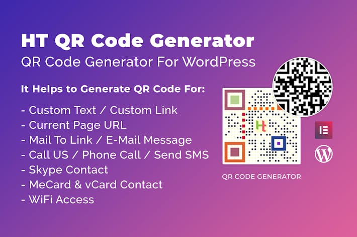 HT QR Code Generator for WordPress, WP Plugins ft. elementor