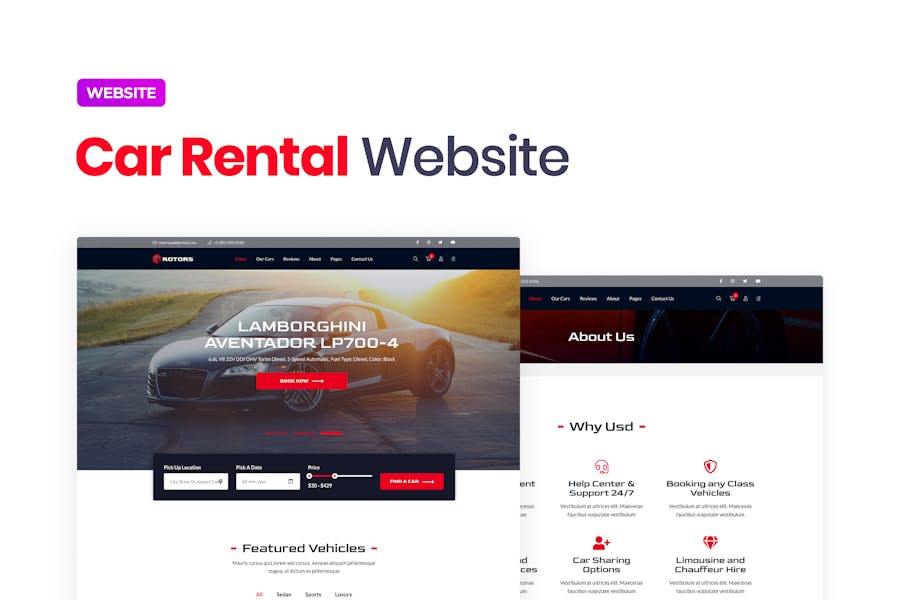 Automotive Website Template, Site Templates, Landing Page Templates ft. automobile