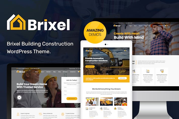 Brixel Building Construction WordPress Theme, WP Themes ft. architecture