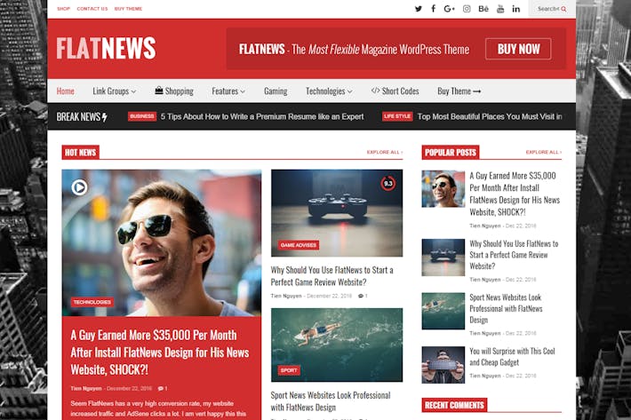 FlatNews – Responsive Magazine WordPress Theme, WP Themes ft. magazine