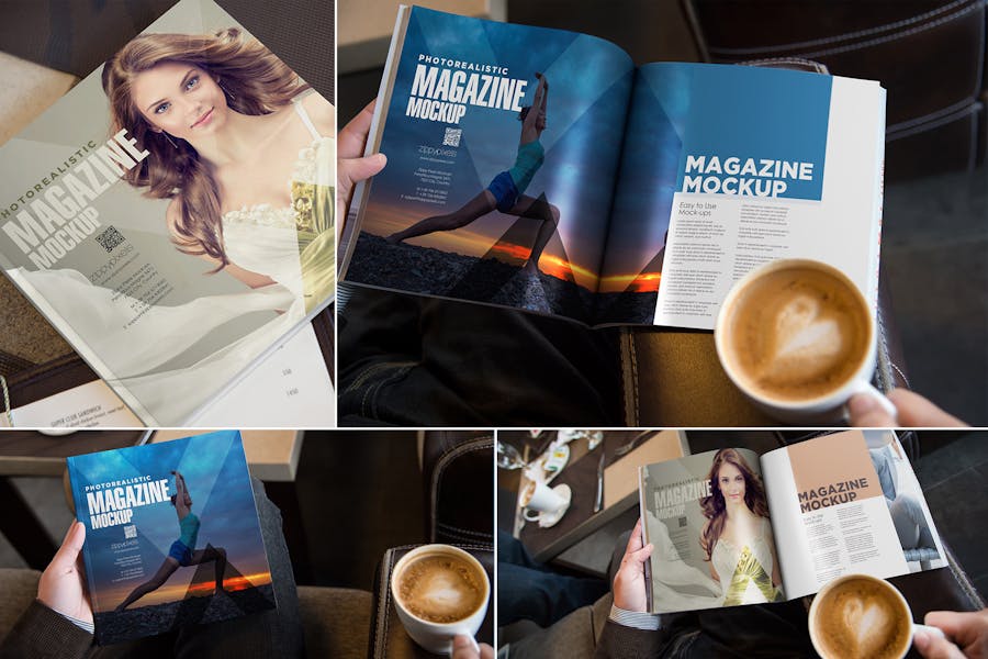 Square Magazine Cover Mockup, Product Mockups ft. psd