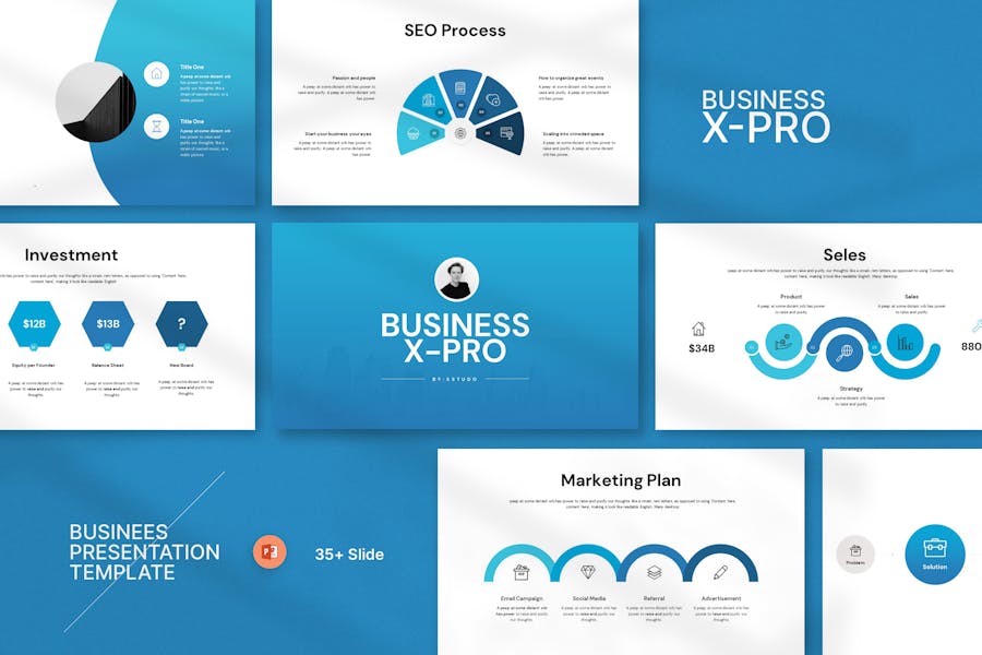 Business Presentation Template Incl. advertisement