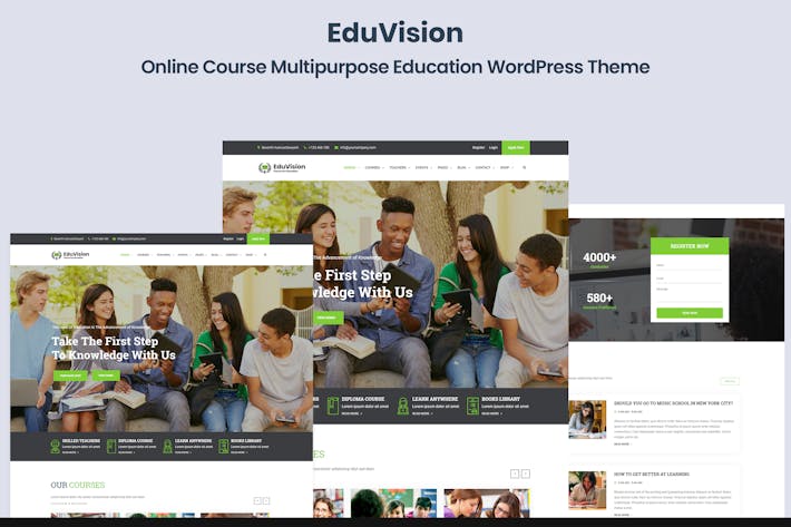 Eduvision – Online Course Education WordPress, WP Themes ft. academic