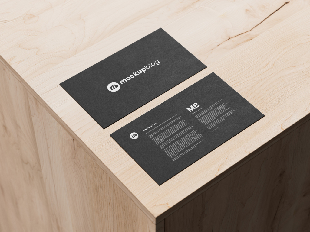 Business cards on wooden mockup