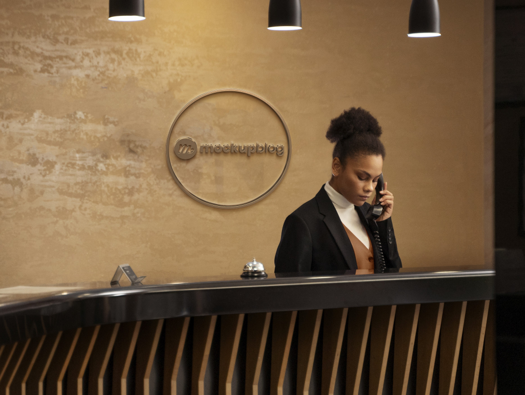 Hotel reception logo mockup