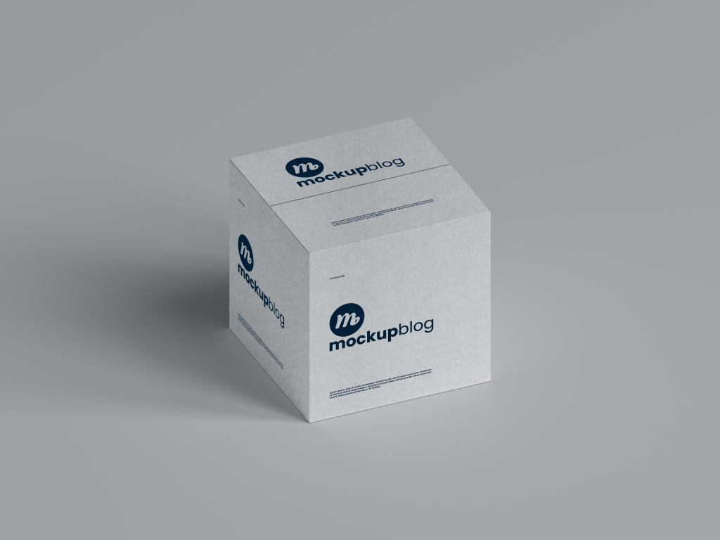 Square cardboard packaging box mockup